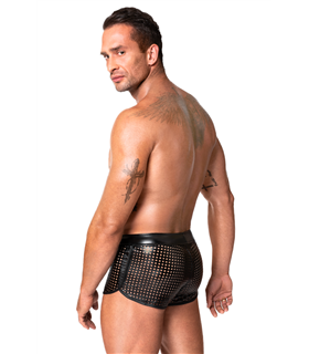 Perforierte Kunstleder-Shorts mit elegantem Strukturdesign | Noir Handmade Men