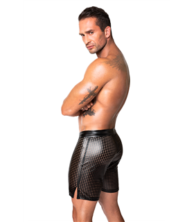 Perforierte Herren-Shorts mit Kunstleder-Akzenten und Reißverschluss | Noir Handmade Men