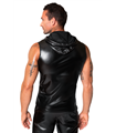 Ärmelloses Kapuzenshirt mit Wetlook-Finish und cooler Silhouette | Noir Handmade Men