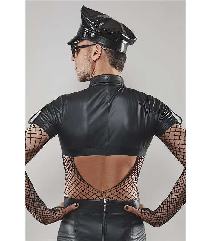 Militärisches Crop-Top mit Schulterklappen und Patches | Regnes Fetish Planet