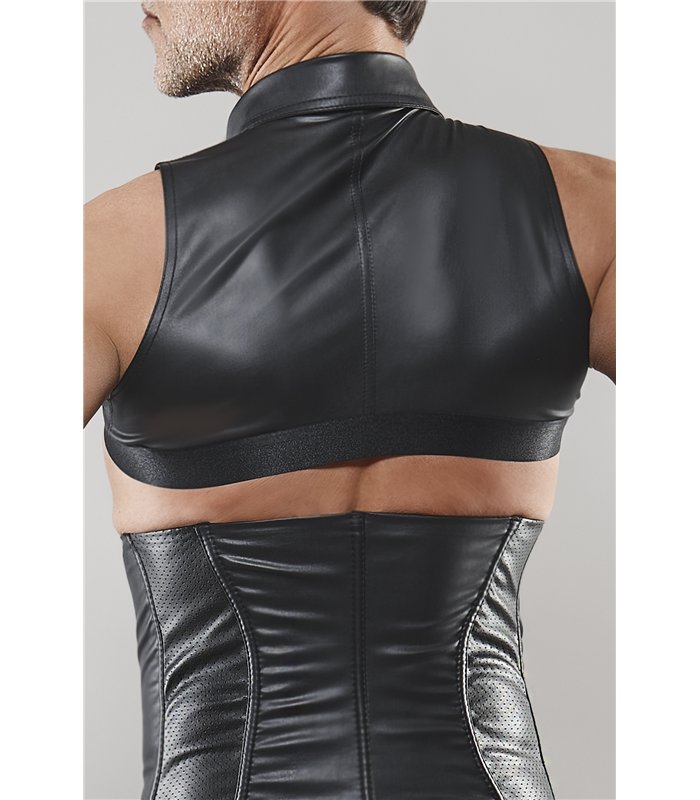 Crop Top mit Reißverschluss und perforiertem Wetlook-Einsatz | Regnes Fetish Planet