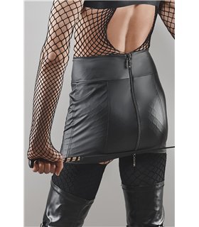 Wetlook-Minirock mit Reißverschlüssen und Metallringen | Regnes Fetish Planet Wetlook-Minirock mit Reißverschlüssen und Metallringen | Regnes Fetish Planet