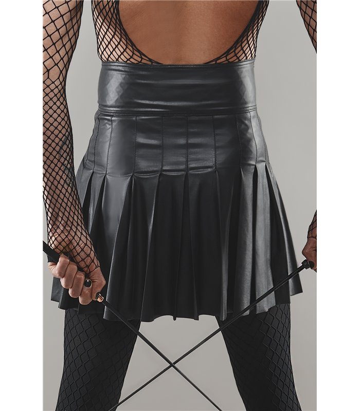 Eleganter Wetlook Faltenrock mit seitlichem Reißverschluss | Regnes Fetish Planet