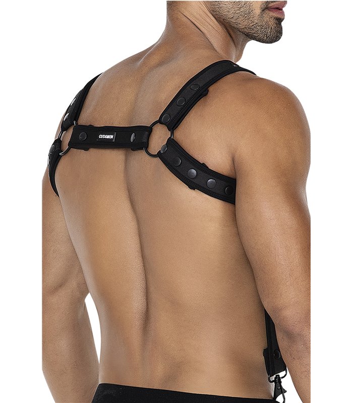 Männer Brust-Harness mit verstellbaren Druckknöpfen und Karabinerhaken | CUT4MEN