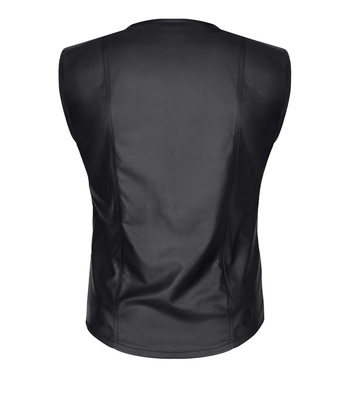 Herren Wetlook Weste mit Reißverschluss und Taschen | Regnes Fetish Planet