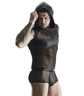 Transparentes Netz-Kapuzen-Shirt mit Wetlook-Optik | Regnes Fetish Planet Transparentes Netz-Kapuzen-Shirt mit Wetlook-Optik | Regnes Fetish Planet