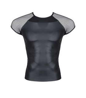Transparentes Netz-T-Shirt mit glänzendem Wetlook-Akzent | Regnes Fetish Planet Transparentes Netz-T-Shirt mit glänzendem Wetlook-Akzent | Regnes Fetish Planet
