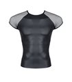 Transparentes Netz-T-Shirt mit glänzendem Wetlook-Akzent | Regnes Fetish Planet Transparentes Netz-T-Shirt mit glänzendem Wetlook-Akzent | Regnes Fetish Planet