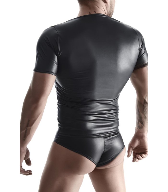 Transparenter Wetlook T-Shirt mit öffenbarem Brustbereich | Regnes Fetish Planet