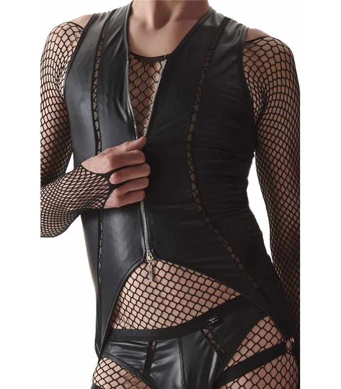 Body ouvert mit Reißverschluss und Netzeinsätzen | Regnes Fetish Planet