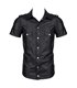 Herren Wet-Look Hemd mit Stehkragen und Metallknöpfen | Regnes Fetish Planet