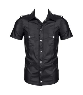 Herren Wet-Look Hemd mit Stehkragen und Metallknöpfen | Regnes Fetish Planet Herren Wet-Look Hemd mit Stehkragen und Metallknöpfen | Regnes Fetish Planet