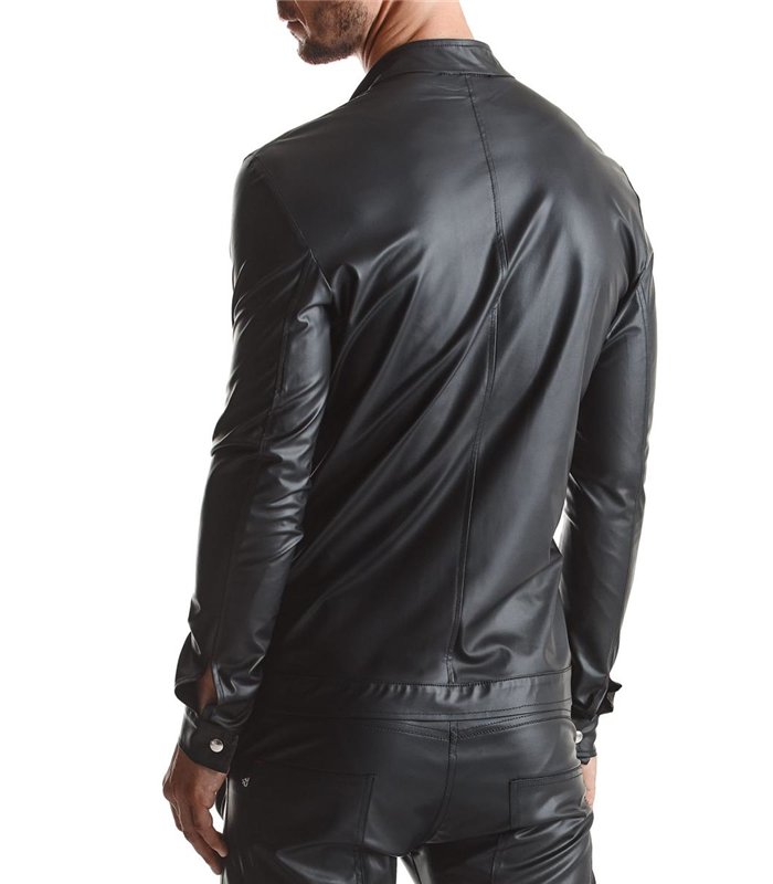 Slim-Fit Fliegerjacke aus Wetlock-Material mit Metallknöpfen | Regnes Fetish Planet