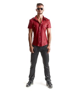 Herren Military-Hemd mit Druckknöpfen und vertikalen Steppnähten | Regnes Fetish Planet Herren Military-Hemd mit Druckknöpfen und vertikalen Steppnähten | Regnes Fetish Planet