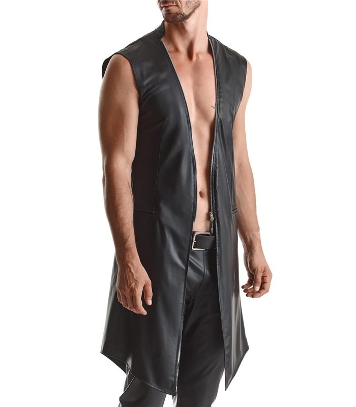 Herren Wetlook Frack Weste Slim-Fit mit Dreieckelementen | Regnes Fetish Planet