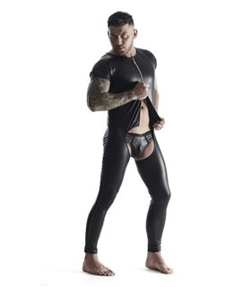 Herren Overall mit Reißverschluss und offenem Schritt aus Wetlook-Material | Regnes Fetish Planet Herren Overall mit Reißverschluss und offenem Schritt aus Wetlook-Material | Regnes Fetish Planet