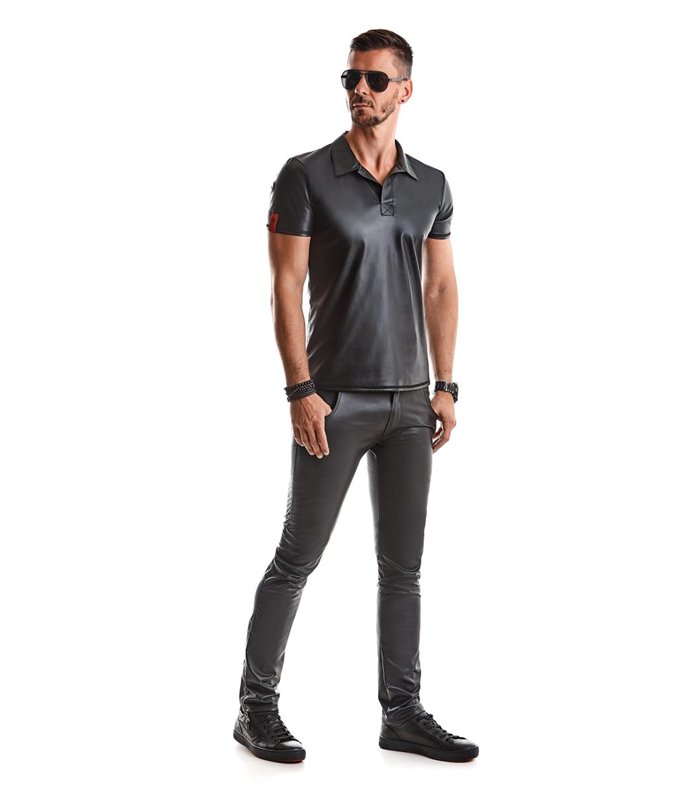 Herren Wetook Poloshirt mit vertikalen Nähten und RFP-Logo | Regnes Fetish Planet