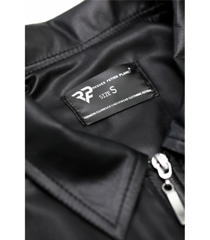 Wetlook-Poloshirt mit Reißverschluss und Ziernähten | Regnes Fetish Planet