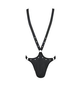 Herren-Body wetlook mit Metallelementen und Gummibändern | Passion Menswear Herren-Body wetlook mit Metallelementen und Gummibändern | Passion Menswear