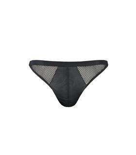 Ouvert-Herren-Slip mit Metallringen, Netz und Kunstleder | Passion Menswear