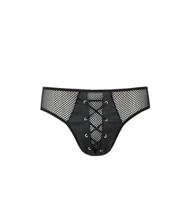 Herren Slip mit Schnürung aus Kunstleder und Netzmaterial | Passion Menswear Herren Slip mit Schnürung aus Kunstleder und Netzmaterial | Passion Menswear