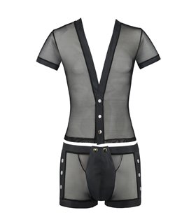 Erotisches Herren-Dessous-Set mit Knöpfen und Netzeinsätzen | Passion Menswear Erotisches Herren-Dessous-Set mit Knöpfen und Netzeinsätzen | Passion Menswear