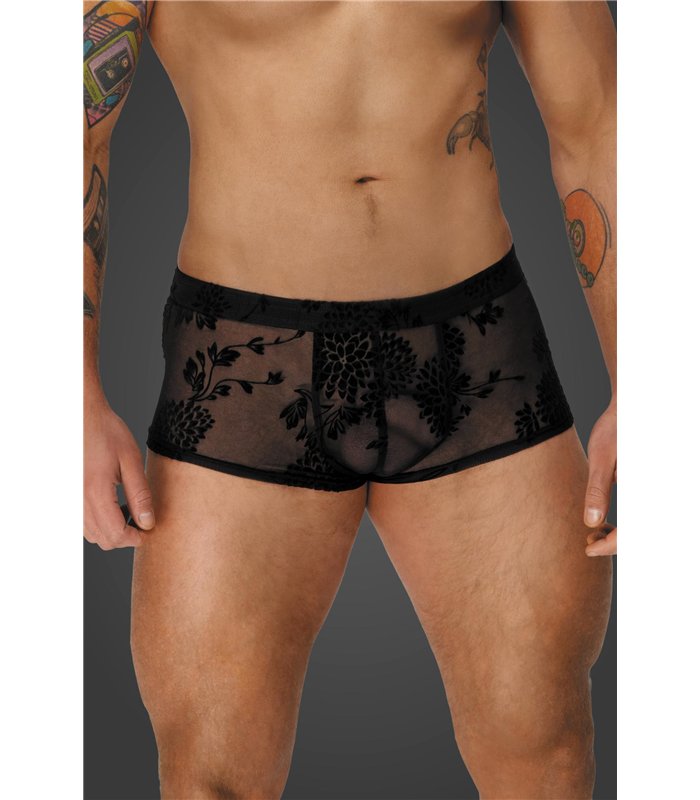 Herren Shorts mit floralem Flockdruck und offenem Hosensteg | Noir Handmade Men