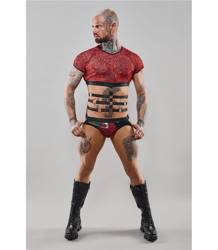 Harness Tüll-Oberteil mit Gummibändern und Metallringen | Regnes Fetish Planet