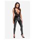 Spitzen-Wetlook Jumpsuit mit Halsband und abnehmbarer Kette | Noir Handmade