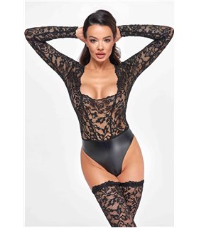 Figurbetonter Spitzen-Body mit Reißverschluss | Noir Handmade