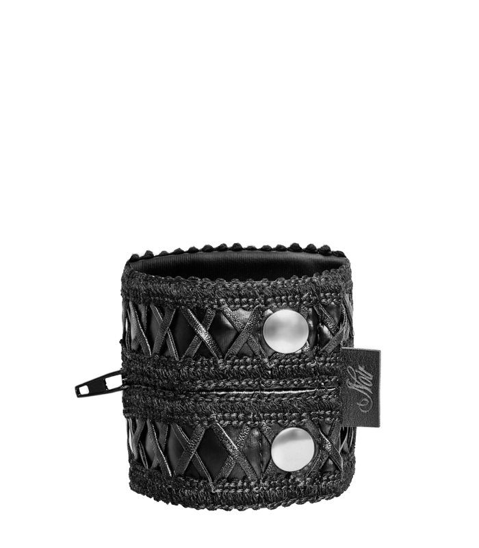 Handgelenktasche mit verstecktem Reißverschluss, elegantes Design | Noir Handmade