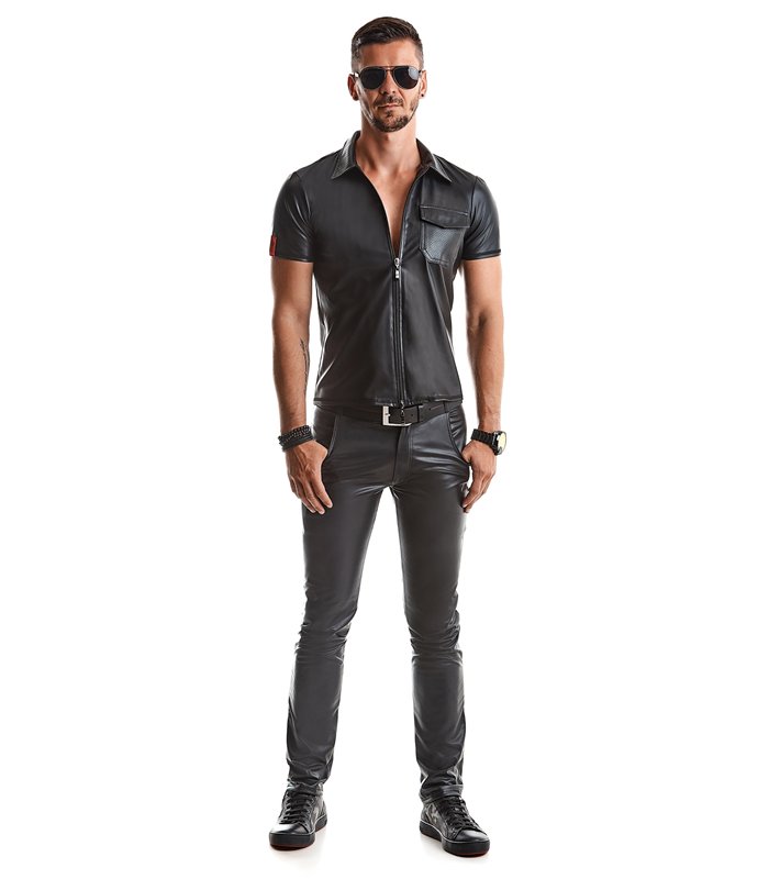 Herren Poloshirt Wetlook Reißverschluss Design | Regnes Fetish Planet