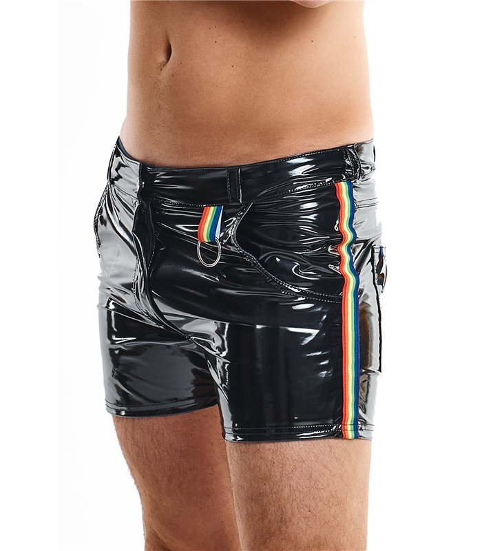 Lack-Shorts mit Taschen und Metallring | Regnes Fetish Planet