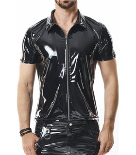 Herren Poloshirt aus glänzendem Lack-Optik Material | Regnes Fetish Planet Herren Poloshirt aus glänzendem Lack-Optik Material | Regnes Fetish Planet