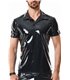 Poloshirt aus glänzendem Lack-Stoff mit vertikalen Designnähten | Regnes Fetish Planet