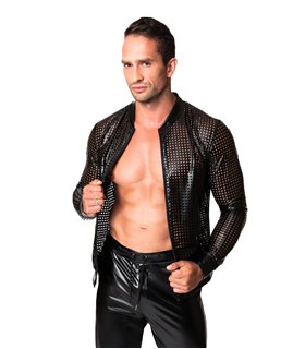 Perforierte Bomberjacke mit geometrischem Strukturmuster | Noir Handmade Men