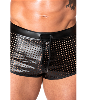 Perforierte Kunstleder-Shorts mit elegantem Strukturdesign | Noir Handmade Men