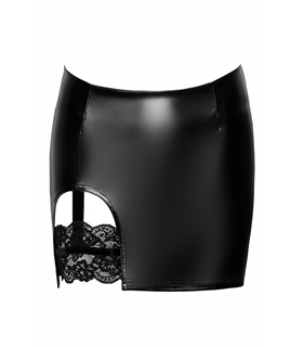 F345 Minirock mit seitlicher Öffnung und Spitzenstrumpfband | Noir Handmade