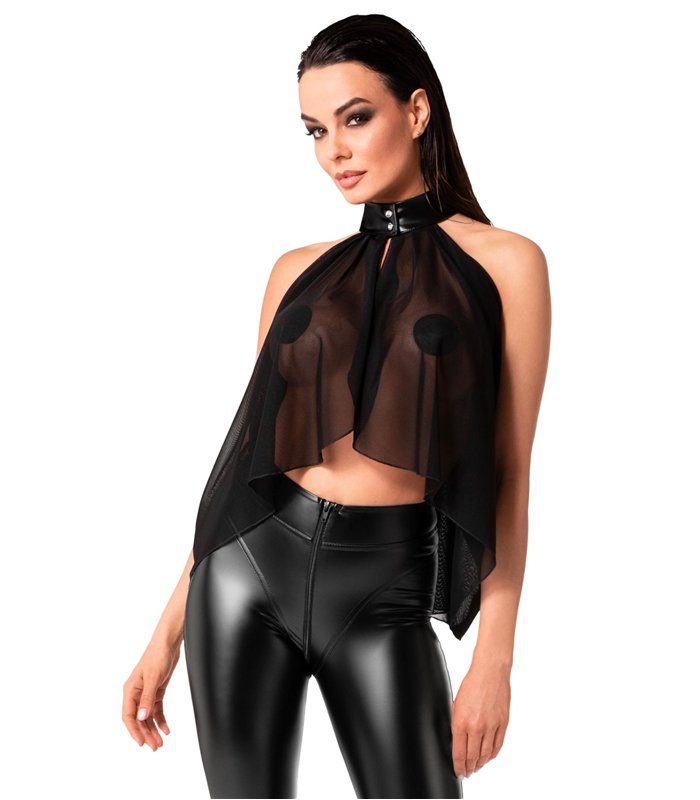 Transparenter Neckholder-Bolero mit Druckknöpfen | Noir Handmade