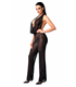 Neckholder Bodystocking mit transparentem Netzmaterial und Wasserfallausschnitt | Noir Handmade