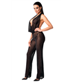 Neckholder Bodystocking mit transparentem Netzmaterial und Wasserfallausschnitt | Noir Handmade