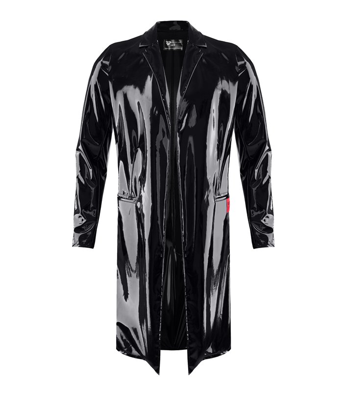 Herren Lack-Trenchcoat mit Taillenbetonung | Regnes Fetish Planet