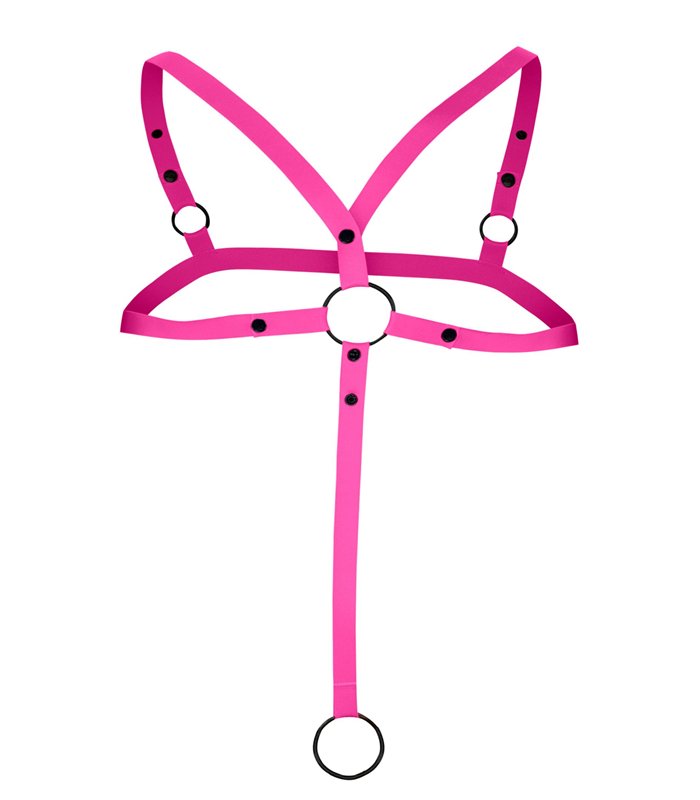 Männer Harness mit Metallringen und gummiertem Logo | CUT4MEN