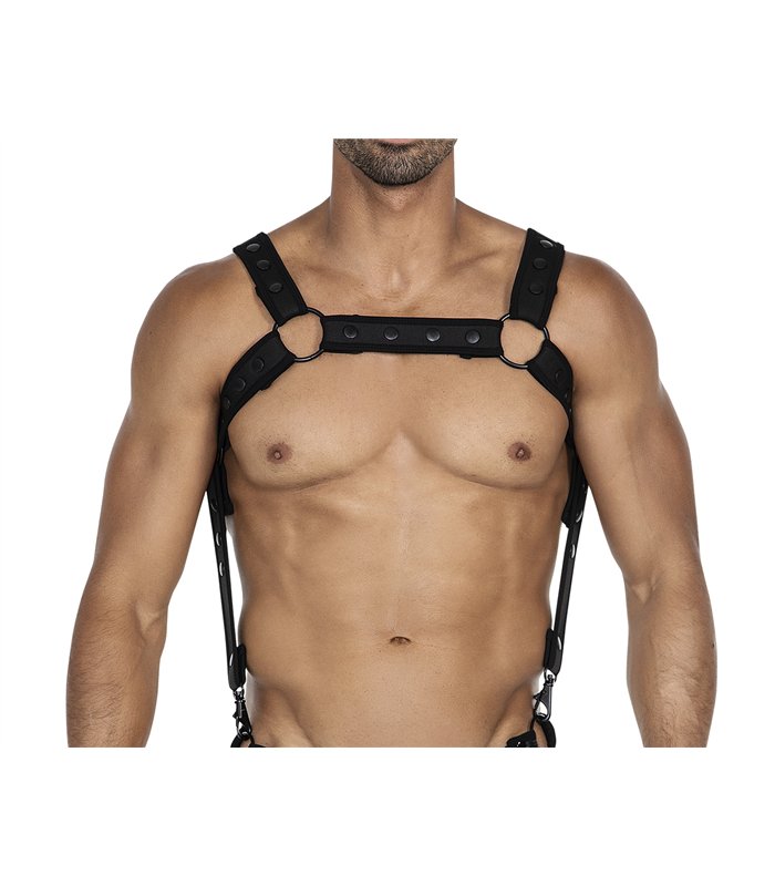 Männer Brust-Harness mit verstellbaren Druckknöpfen und Karabinerhaken | CUT4MEN