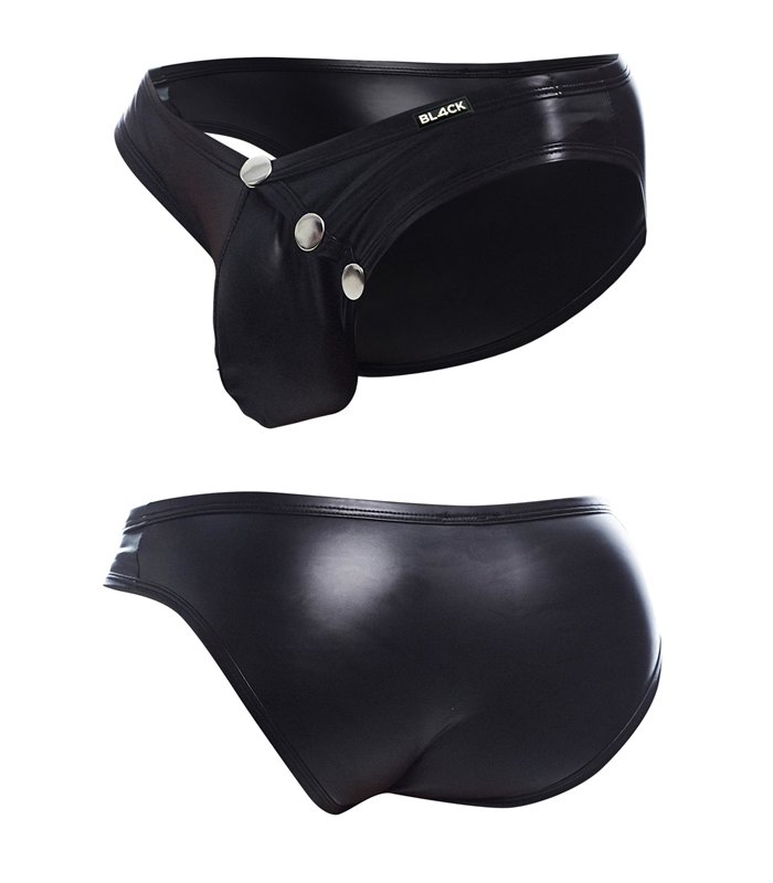 Herren-Slip mit Druckknöpfen, Wetlook-Design | CUT4MEN