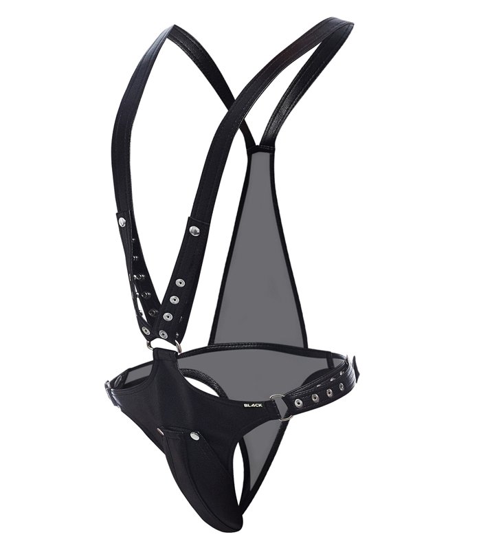 Herren Kunstleder Body-Harness mit verstellbaren Druckknöpfen | CUT4MEN