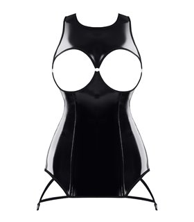 Brustfreies Lack-Minikleid mit Strumpfhalterclips | Demoniq Brustfreies Lack-Minikleid mit Strumpfhalterclips | Demoniq