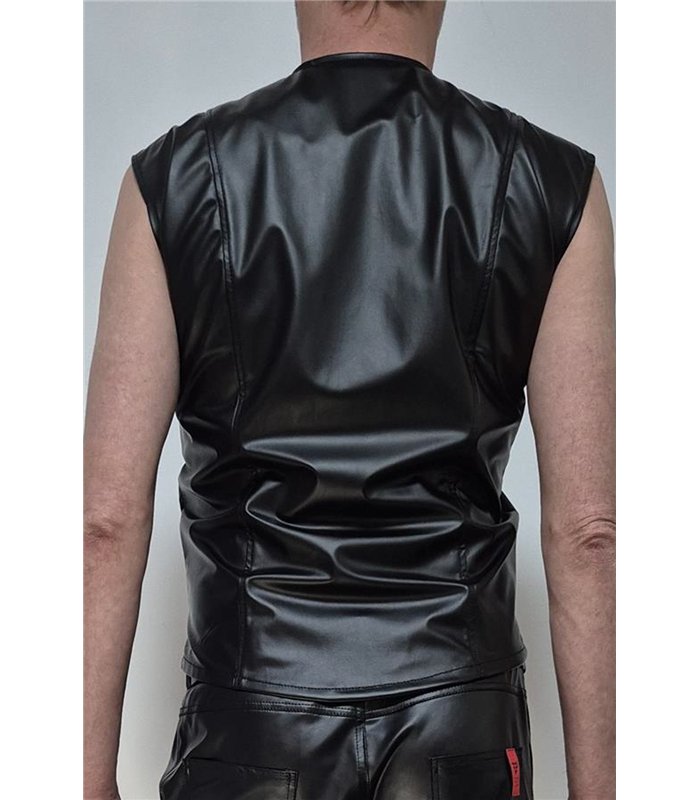 Herren Wetlook Weste mit Reißverschluss und Taschen | Regnes Fetish Planet