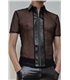 Transparentes Herren Mesh-Poloshirt mit Stehkragen | Regnes Fetish Planet