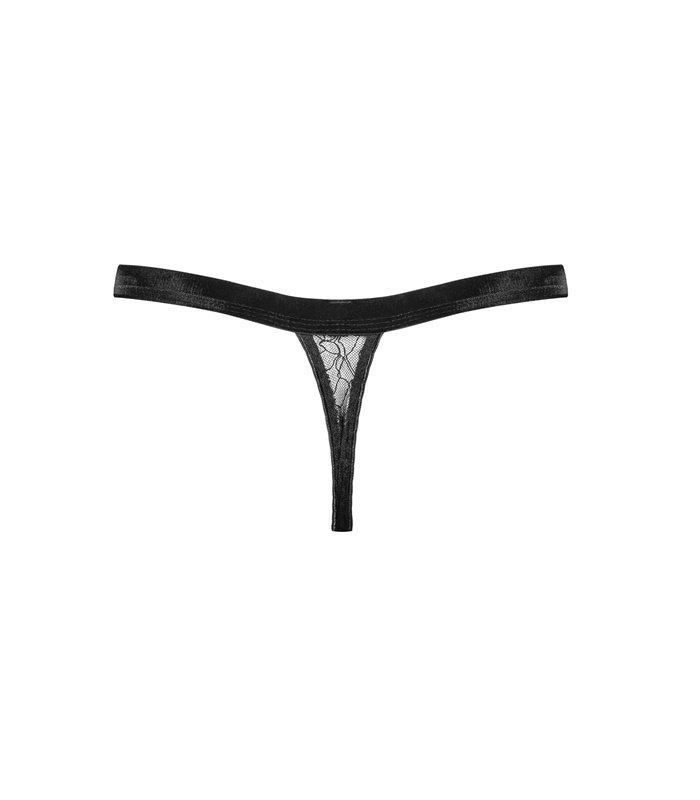 String-Tanga aus Spitze mit Samtband-Trägern | Petite Noir 0718